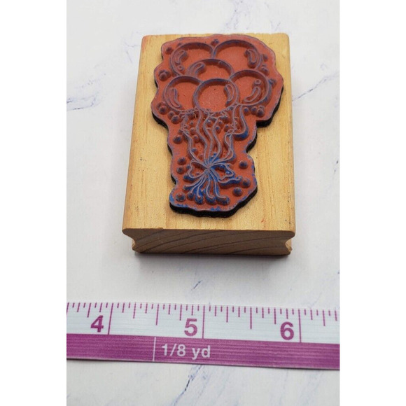 Birthday Celebration Party Balloons Wood Mounted Rubber Stamp - Picture 6 of 7